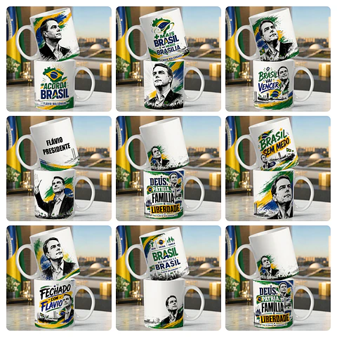 20 Artes para Caneca e Camisa Lula PT e Flávio Bolsonaro PL Politica Arquivo em Jpg