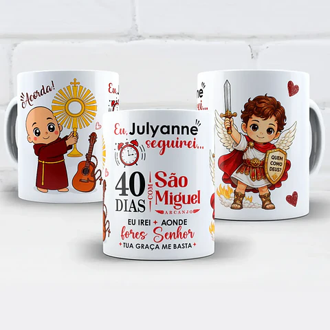 Arte para Caneca Frei Gilson 40 Dias Com São Miguel Arcanjo Arquivo em Jpg