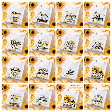 32 Artes para Camisa e Canecas Setembro Amarelo Arquivo em Png