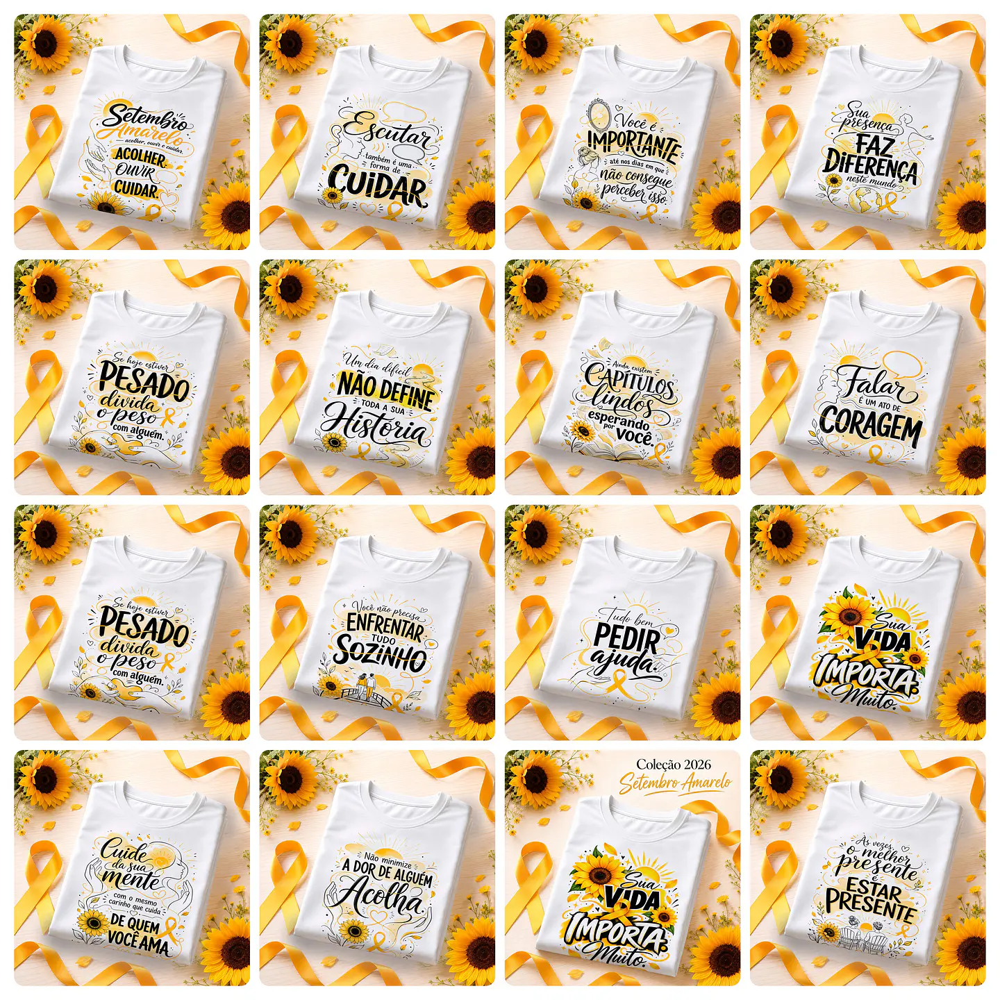 32 Artes para Camisa e Canecas Setembro Amarelo Arquivo em Png 1