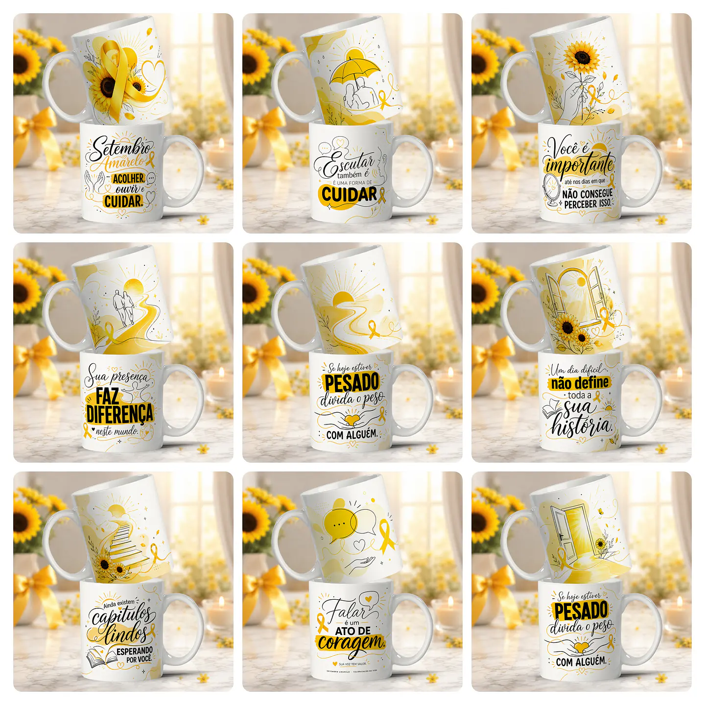 32 Artes para Camisa e Canecas Setembro Amarelo Arquivo em Png 3