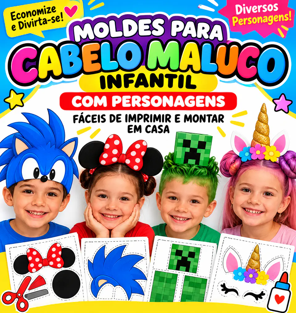170 Arquivos para Escola Cabelo e Mochila Maluca, Meia Maluca - Com atualizações Futuras Arquivos em Pdf  7