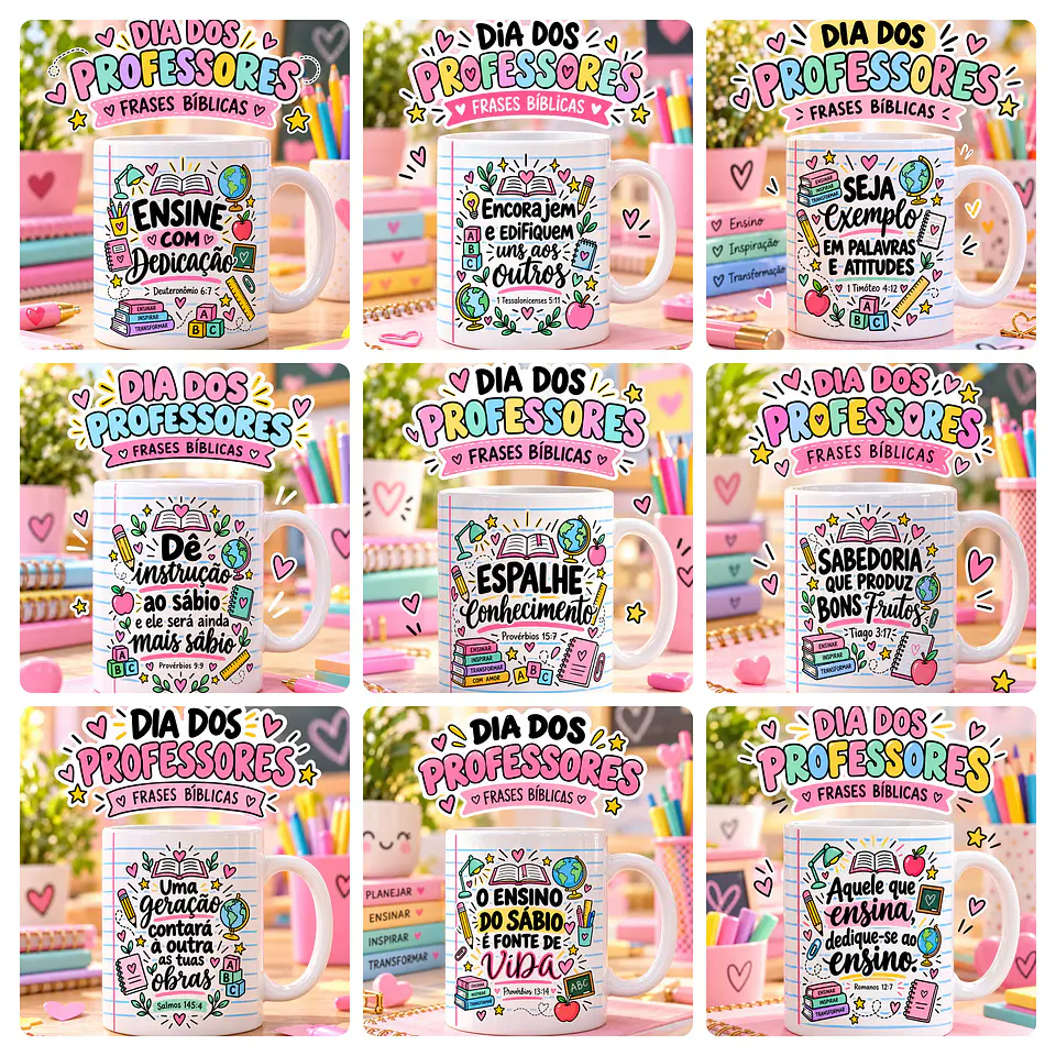 20 Artes para Caneca Dia dos Professores Frases Biblicas Arquivo em Png 3
