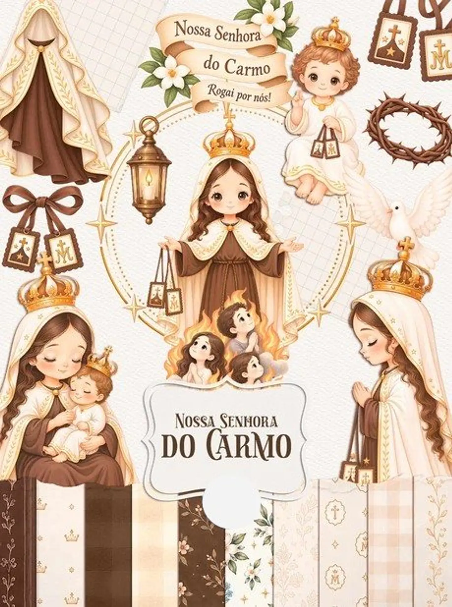 Kit digital Santinhos Aquarelados em Png 1