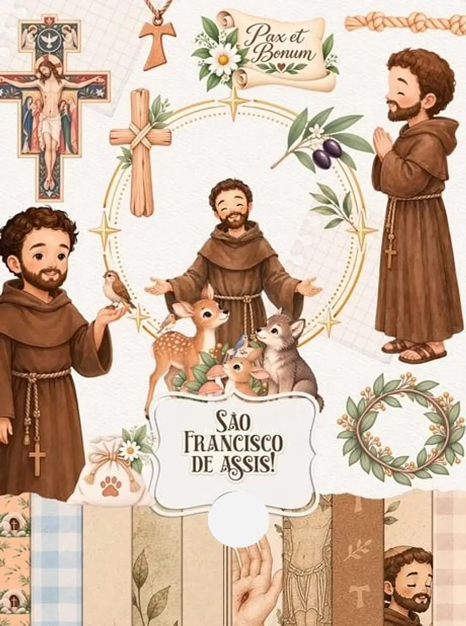 Kit digital Santinhos Aquarelados em Png 5