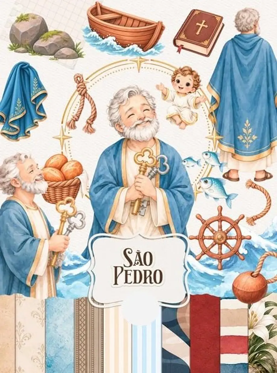 Kit digital Santinhos Aquarelados em Png 6