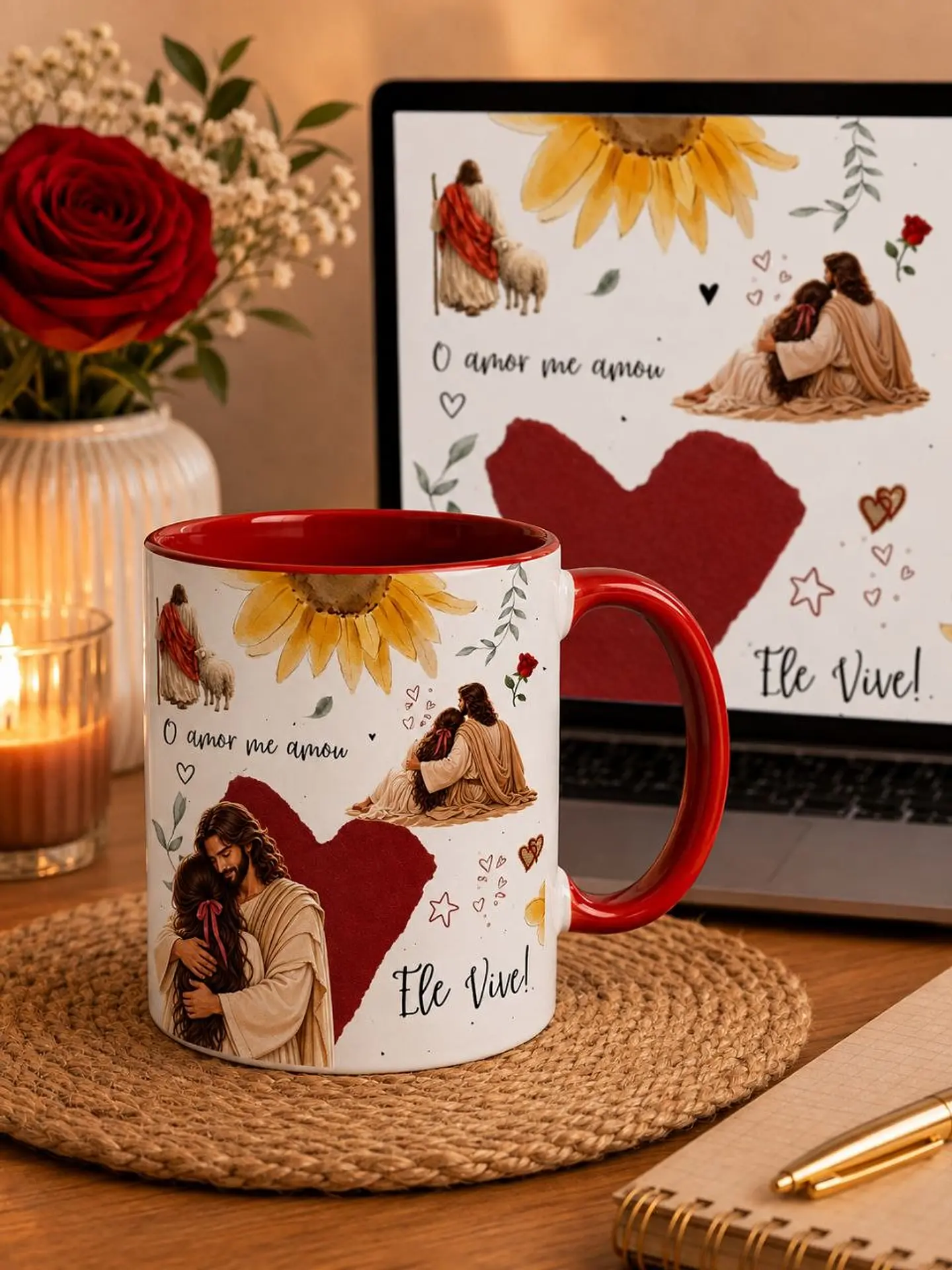 Artes para Caneca Jesus o amor me amou ele vive! Jesus é meu Caminho em Png 1