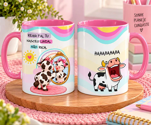 Artes para Caneca Reagi fia, tu nasceu linda, Não rica - Vaquinha em Png