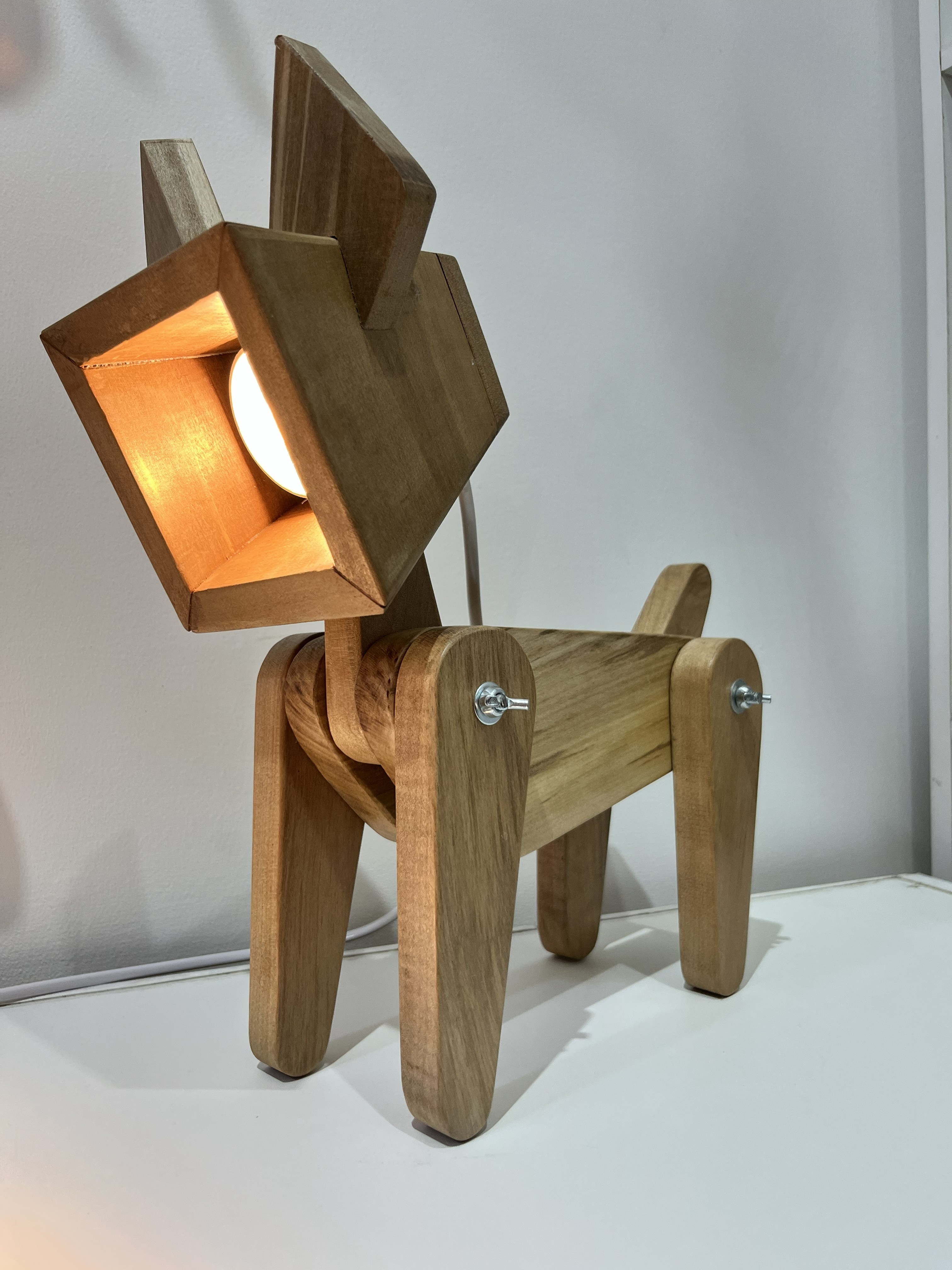 Lámpara Perrito Yorkshire  Articulada en Madera