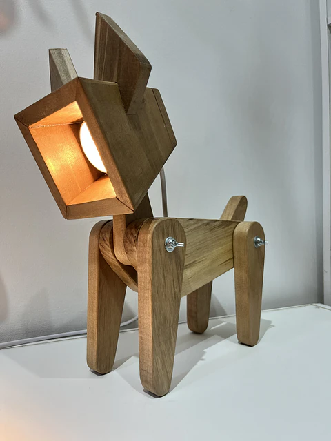 Lámpara Perrito Yorkshire  Articulada en Madera
