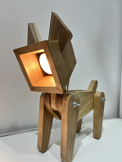Lámpara Perrito Yorkshire  Articulada en Madera 4