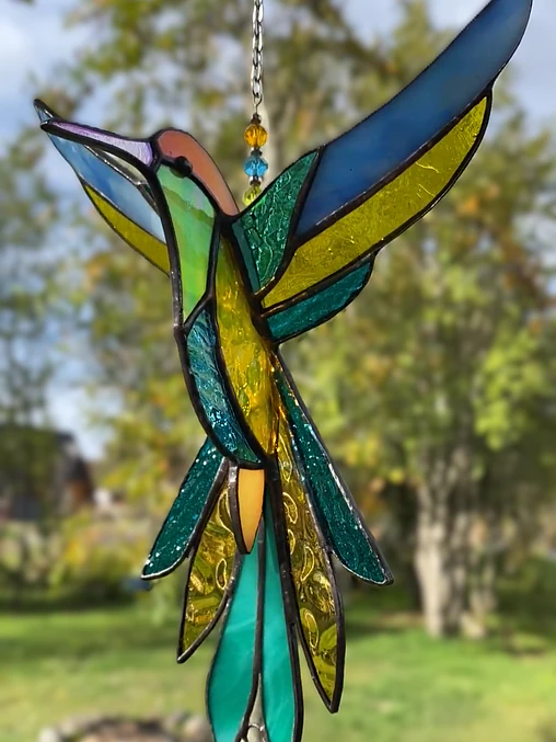 Colibrí 3D en vidrios importados 3