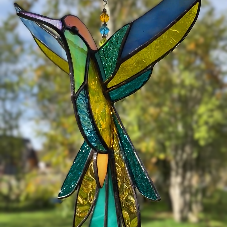 Colibrí 3D en vidrios importados 3