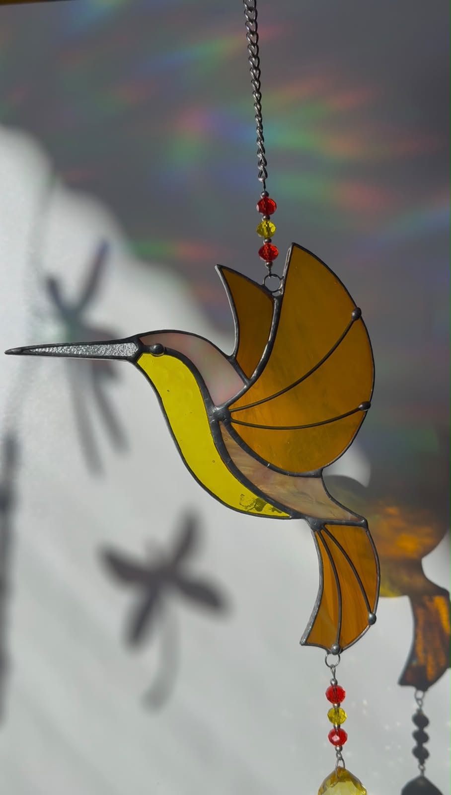 Colibrí Prisma · Vitral Tiffany 2D