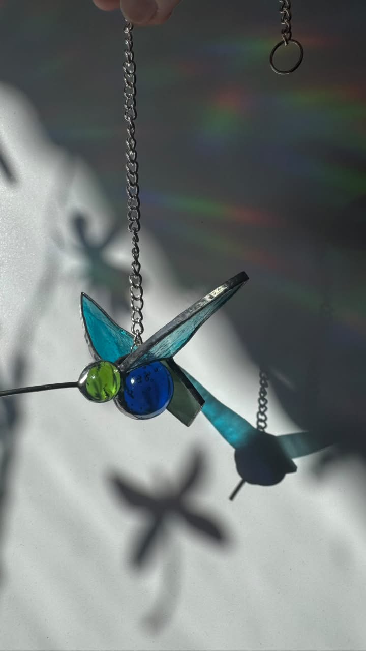 Colibrí Canicas · Vitral Tiffany 3D