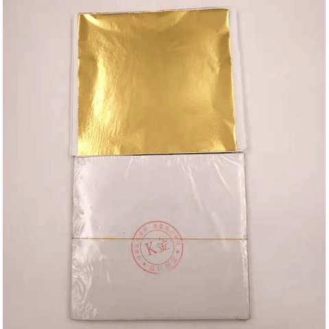 Pan de oro, tres tonos, 14x14 cm, 3 láminas, PLATEADO, DORADO y DORADO ROSA.