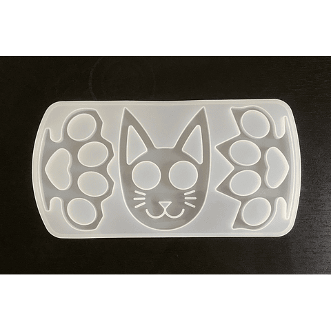 Molde de silicona autodefensa/manoplas triple, diseño gatito y tradicionales, para resina epóxica, accesorios, llaveros, artesanía, etc.