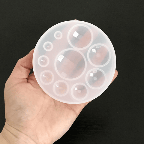 Molde de silicona diez semi-esferas (10S) FACETADAS 9cm