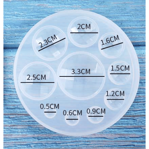 Molde de silicona diez semi-esferas (10S) FACETADAS 9cm