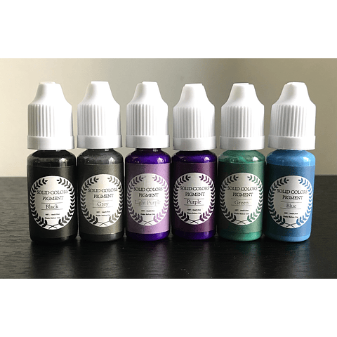 Pigmentos líquidos Sólidos 10 ml, tonos negros, púrpura, verde y azul, para resina epóxica/uv.