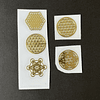 Cinco mini stickers estilo metálico por el revés, doradas (Sp5), 2cm.