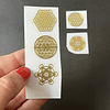 Cinco mini stickers estilo metálico por el revés, doradas (Sp5), 2cm, para orgones, pirámides, piezas de resina, artesanía, etc.