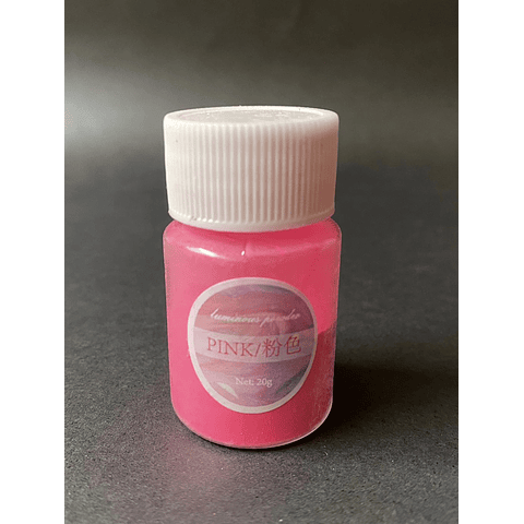 Pigmentos en polvo fotoluminiscentes 20g, color PINK, brilla en la oscuridad. Para resina, fabricación de artesanía, manualidades, etc.