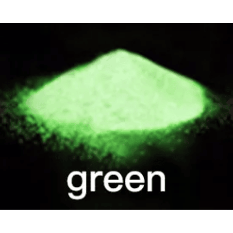 Pigmentos en polvo fotoluminiscentes 20g, color GREEN, brilla en la oscuridad. 