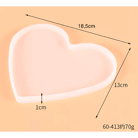 Molde de silicona corazón 18.5cm, mini bandeja.
