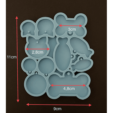Molde de silicona placas identificación mascotas mixta, perros y gatos.