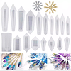 Set de 18 moldes cristales, gemas, diamantes + conos terminación metálicos. 