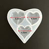 Molde de silicona triple corazón, facetado y lisos. 