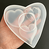 Molde de silicona triple corazón, facetado y lisos. 