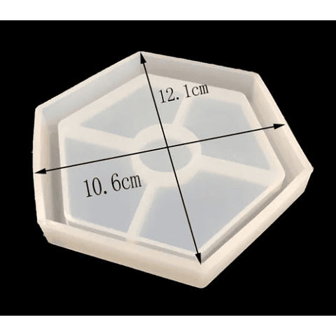 Molde de silicona posavasos hexagonal con borde, 10cm.