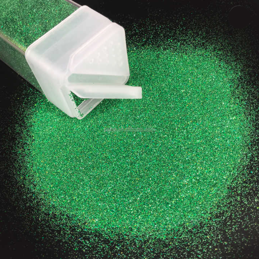 Glitter ultra fino SH31, brillante VERDE, 100g frasco.