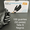 Guantes de NITRILO, talla S, negros, 100 unidades (50 pares). Desechables.