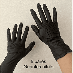 Guantes de NITRILO 5 pares, talla S, negros, desechables.