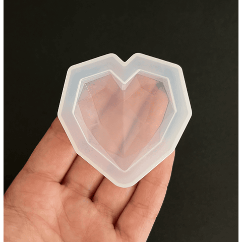 Molde de silicona corazón 3D facetado, tamaño S.