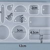 Molde de silicona aros/pendiente, A1001, seis pares perforados.