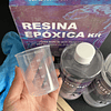 Kit resina epóxica cristal de litro, 1000ml (500ml cada botella), proporción 1:1 volumétrica, libre de VOC, libre de BPA.