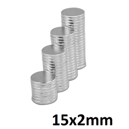 Imanes de neodimio (N35), disco de 15x2mm, 10unidades.