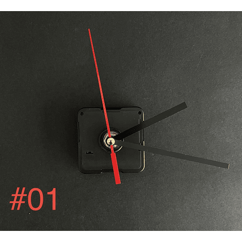 Mecanismo Reloj (Grande #01), negro con segundero rojo rectos.