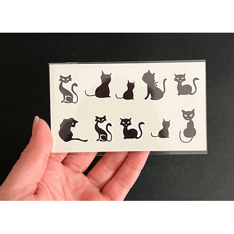 Stickers de transferencia con agua, GATITOS NEGROS. 