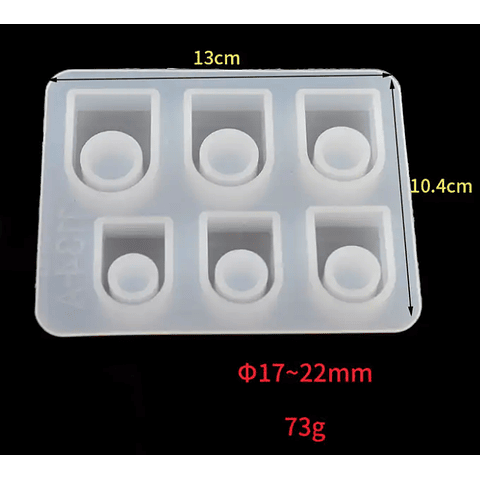 Molde de silicona 6 ANILLOS cuadrados, medida del 17 al 20.