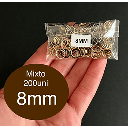 Argollas de unión abiertas 8mm Mixtos, 16gr (200unidades aprox)