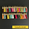 Borlas/flequillos de cuerina, 30pcs mixtas, casquillo DORADO. 