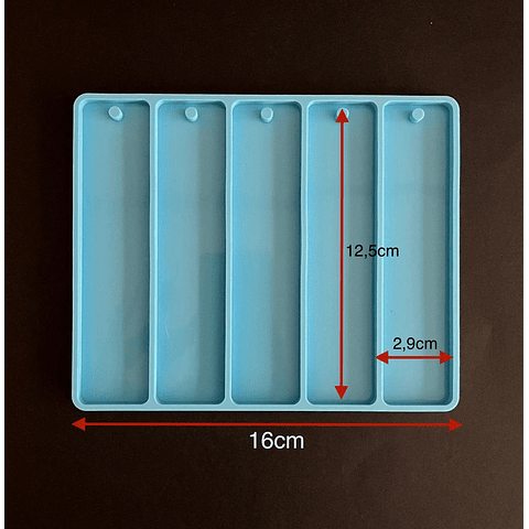 Molde de silicona cinco marcapáginas rectangulares de 12,5cm