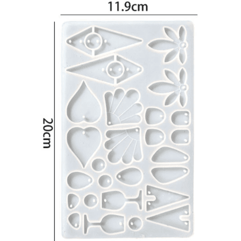 Molde de silicona aros/pendientes A1008, figuras mixtas con perforación 