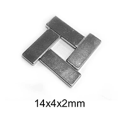 Imanes de neodimio (N35), bloque de 14x4x2mm, 10unidades.