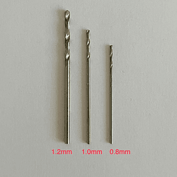 Juego tres brocas finas, 0.8mm/1.0mm/1.2mm, repuesto para taladros.